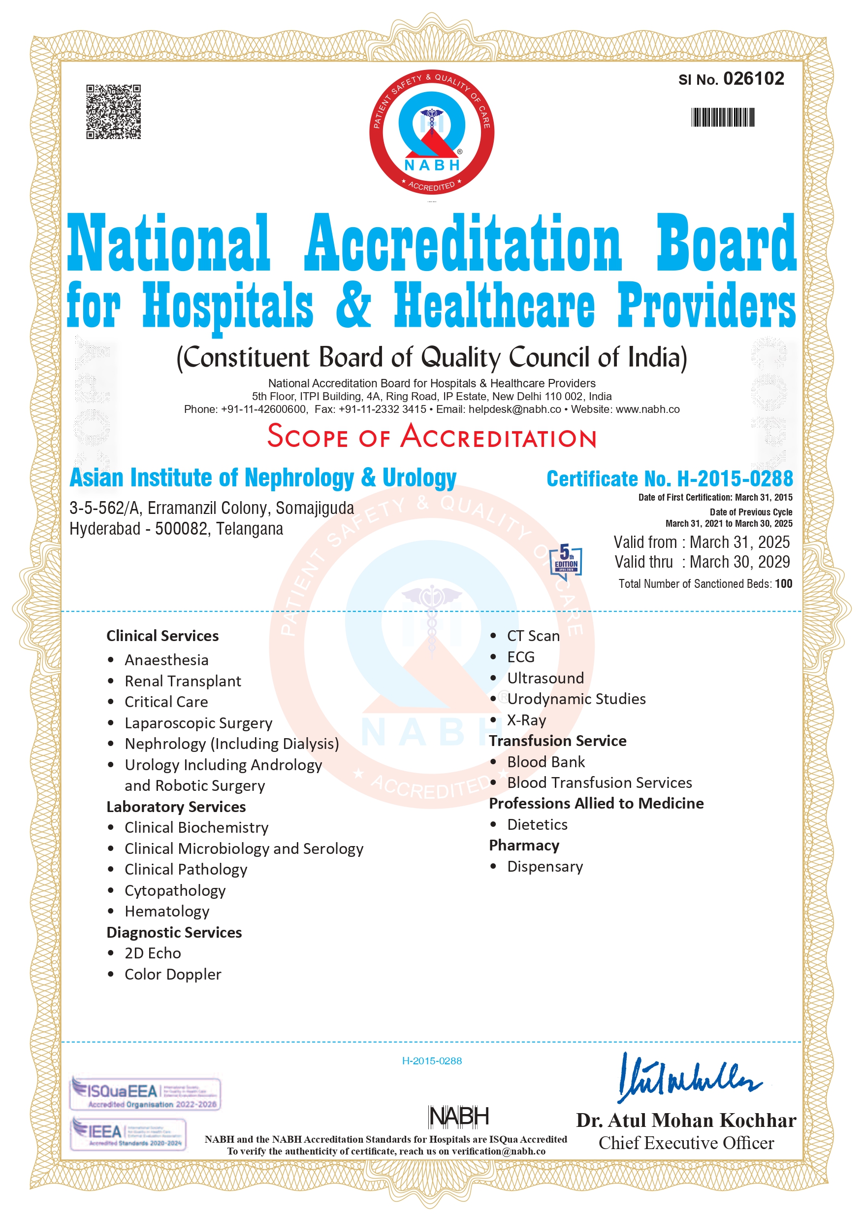 NABH Certificate — Banjara Hills
