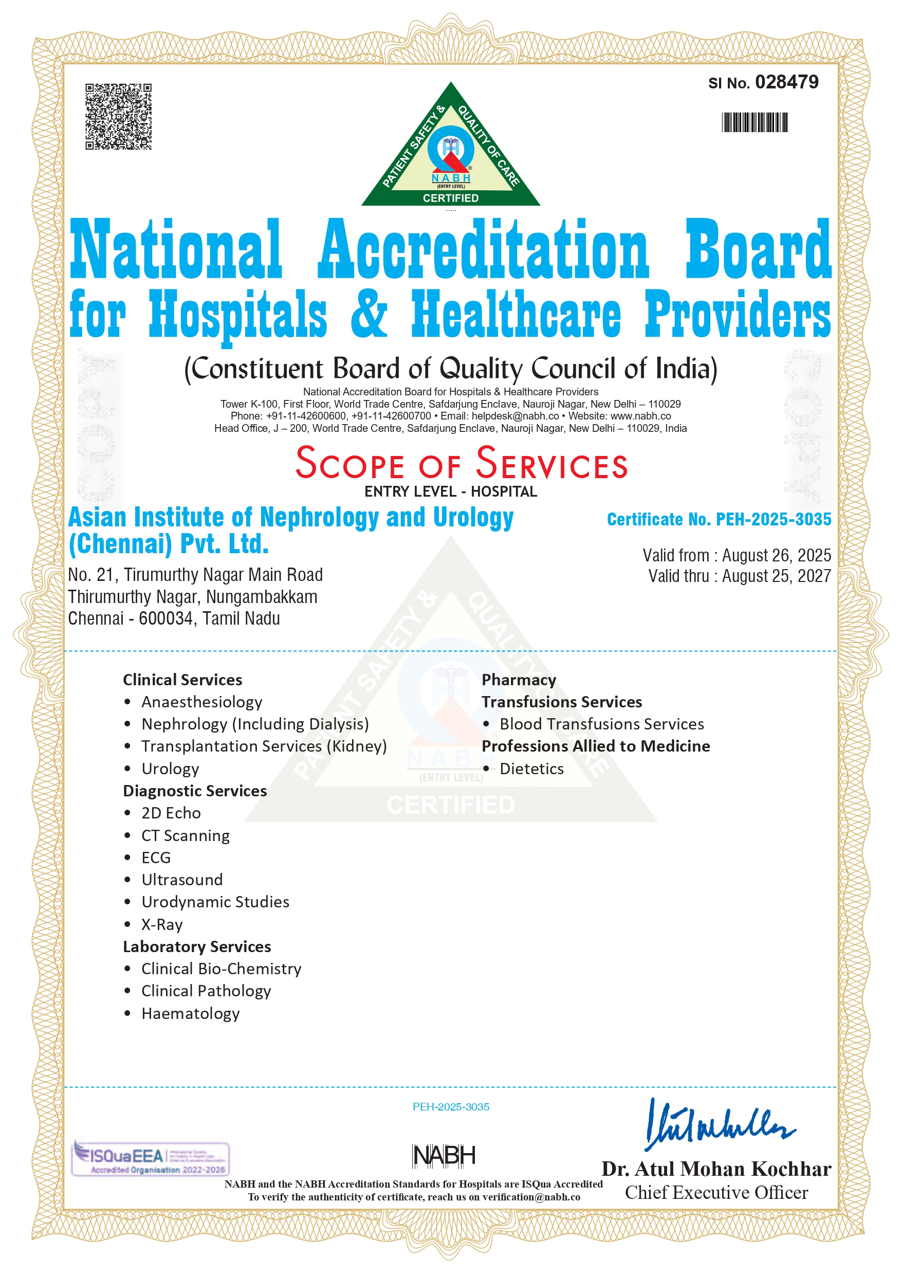 NABH Certificate - Chennai