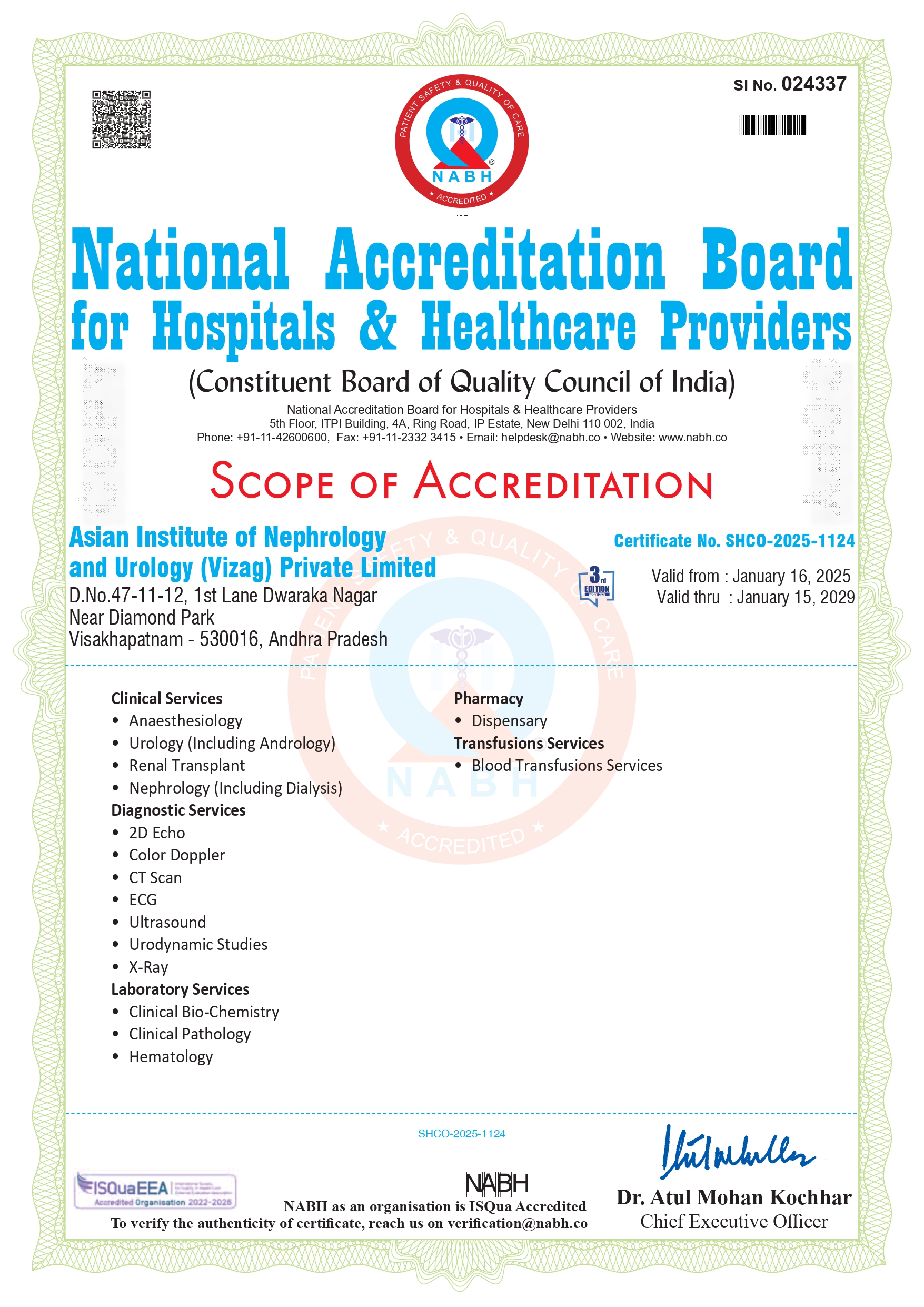 NABH Certificate - Vizag
